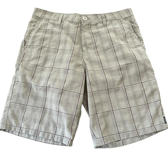RipCurl Mens 33 Waist Beige Plaid Hammersmith Walkshort Shorts Live The Search - Picture 1 of 5